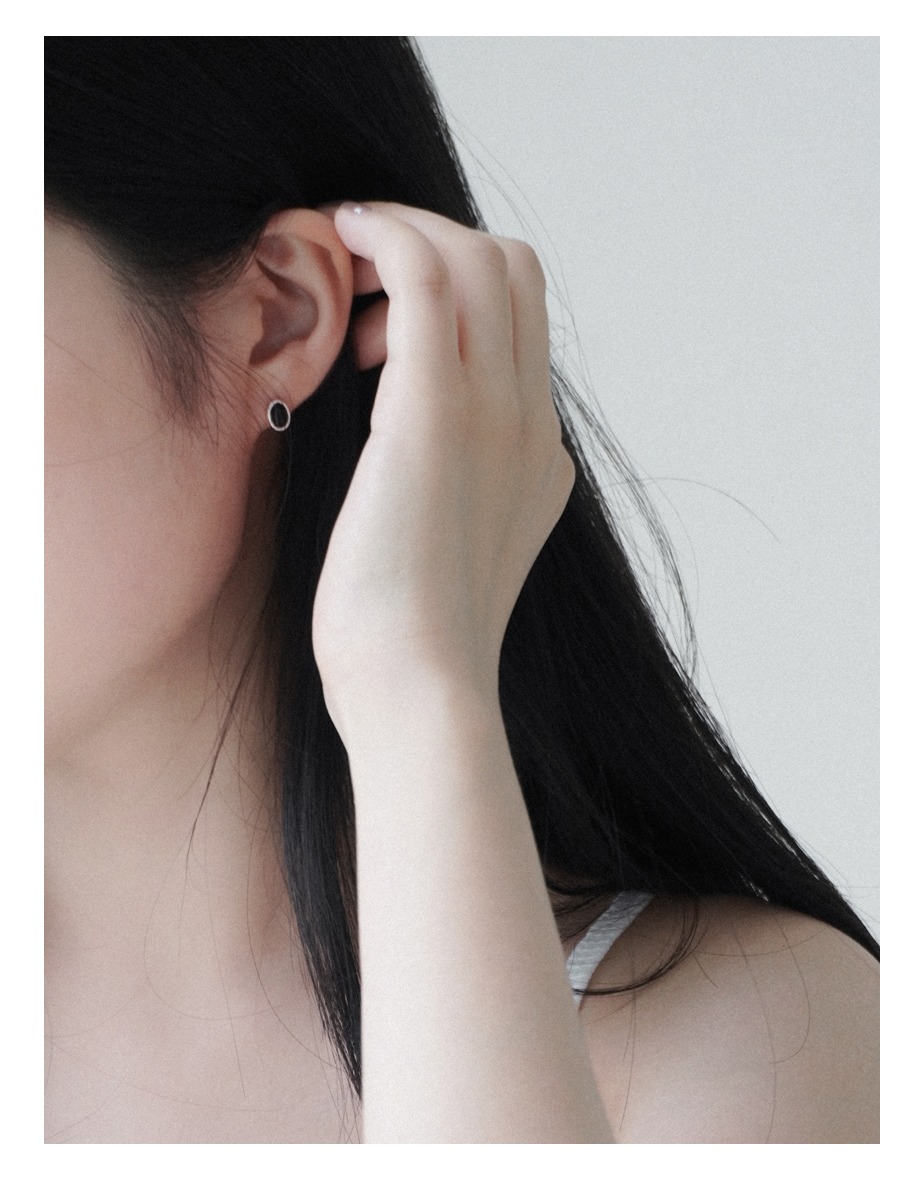 (silver 92.5) black onyx earrings