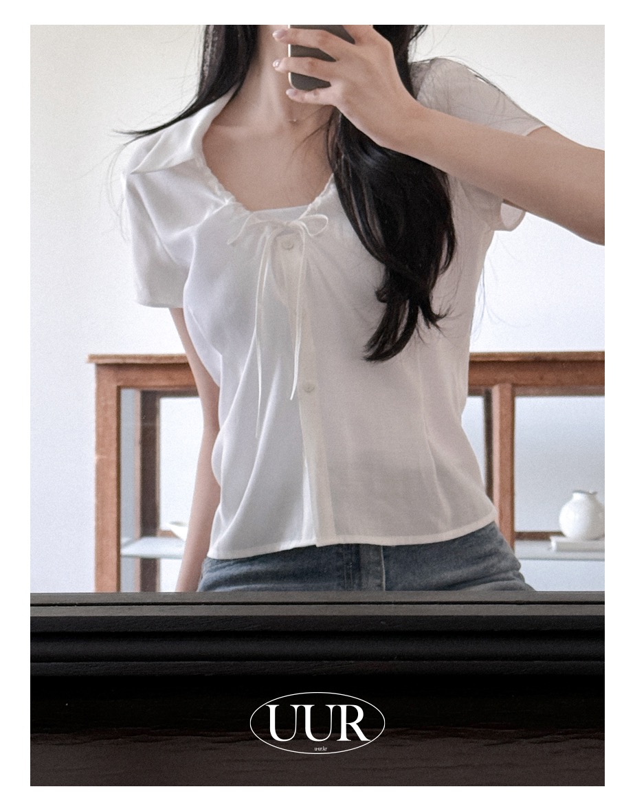 uur Dahlia shirring blouse [pure-white]